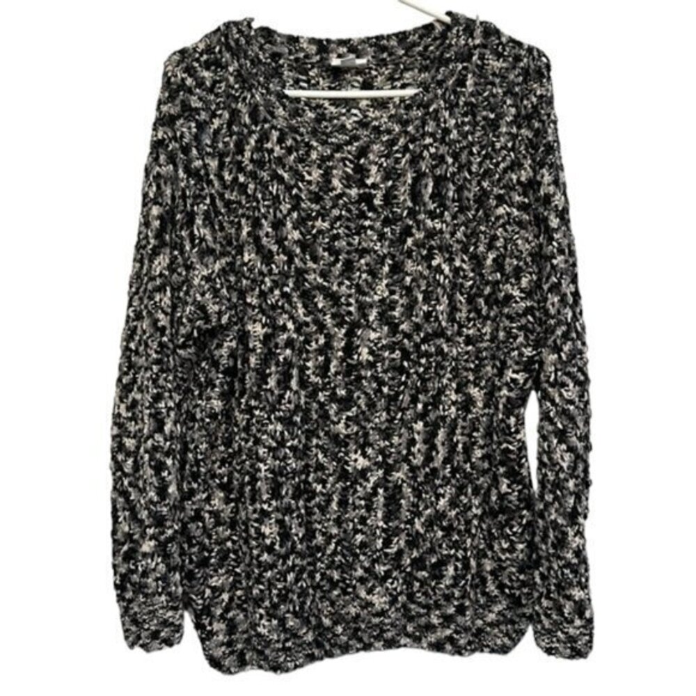 Women's Lularoe Black Gray White Open Knit MARIAH Chenille Sweater Size XL EUC